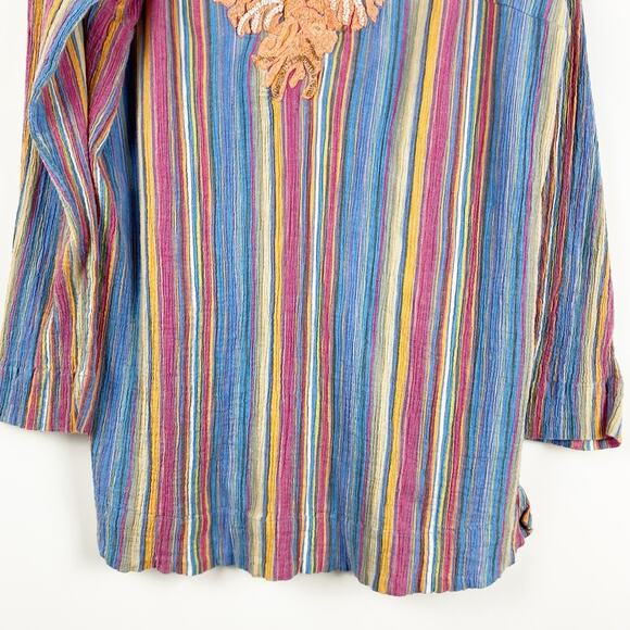 Soft Surroundings Multi Color Tunic Top Embroidered Beaded Cotton Womens Size L - Picture 5 of 11